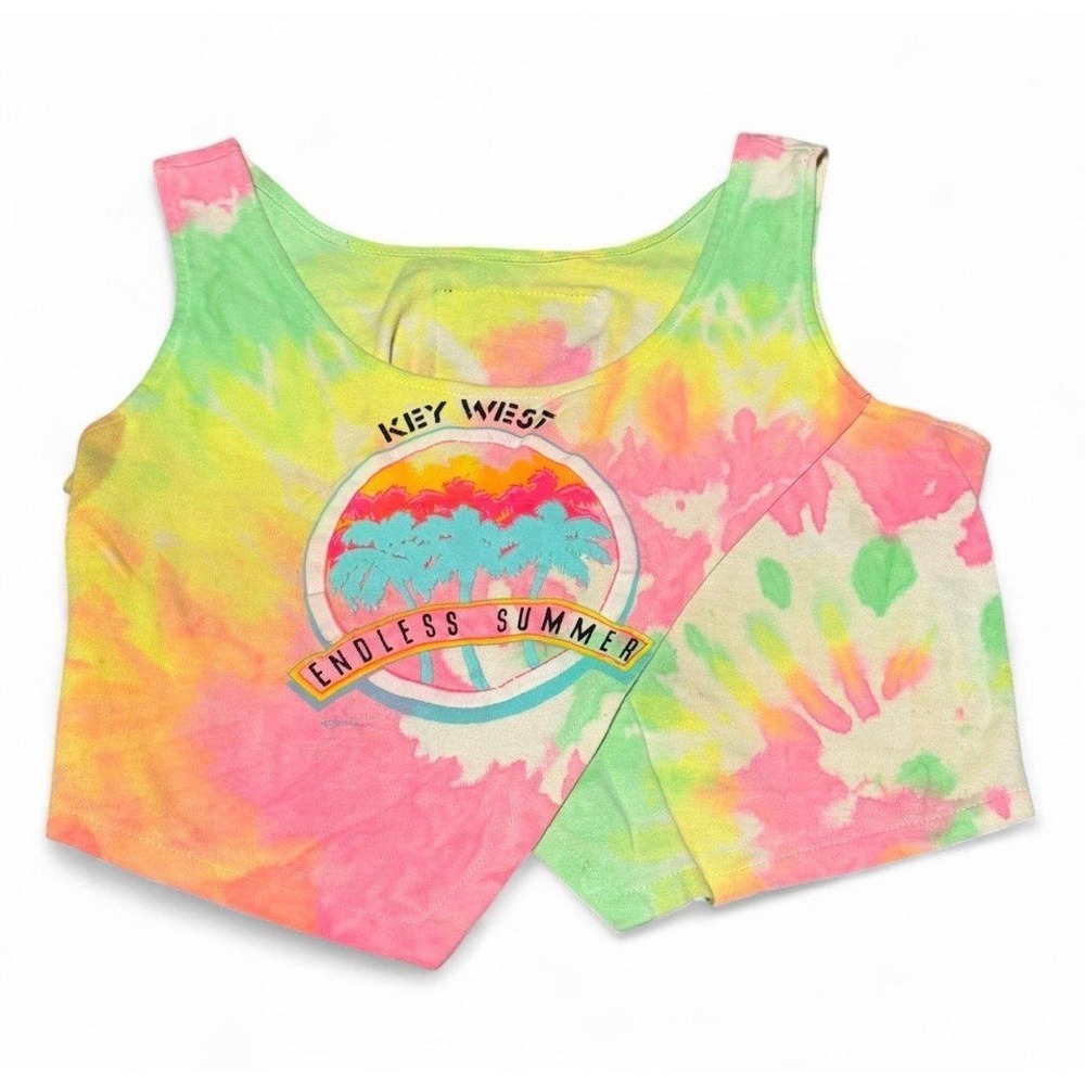 VTG INC by Max Yehuda Key West Endless Summer Tie Dye Crop Tank Top Women's M